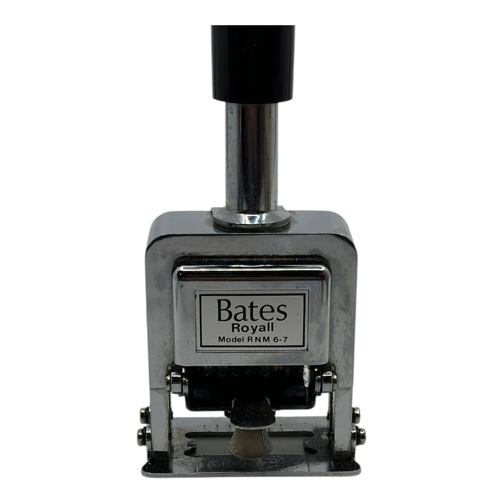 Bates Royall Automatic Numbering Machine Model RNM‎ 6-7 Vintage Metal Stamper